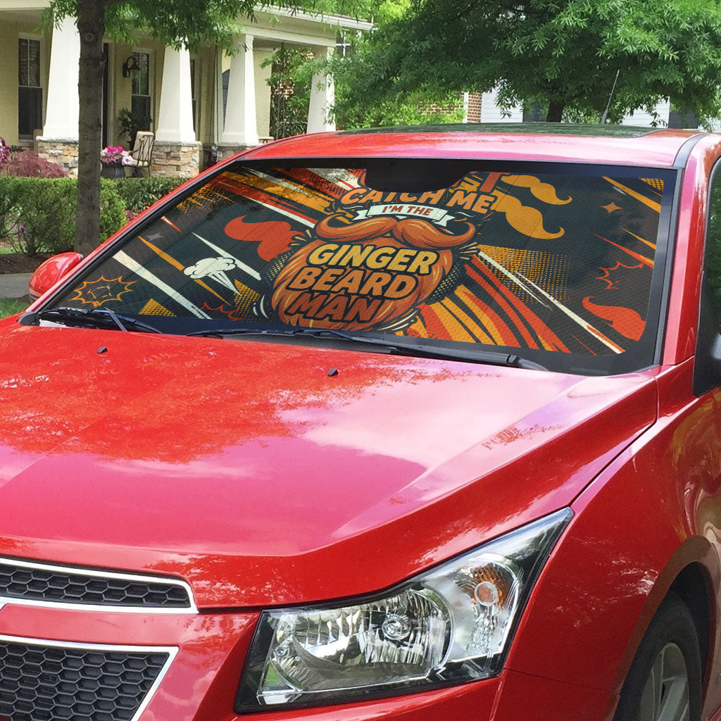 World Beard Day Auto Sun Shade Ginger Beard Man Pride - Retro Comic