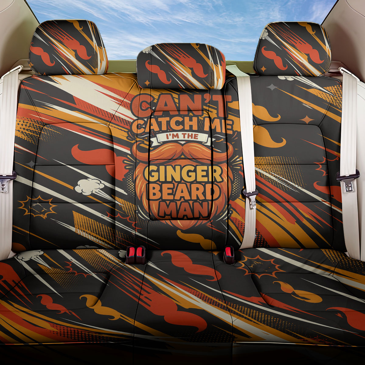 World Beard Day Back Car Seat Cover Ginger Beard Man Pride - Retro Comic