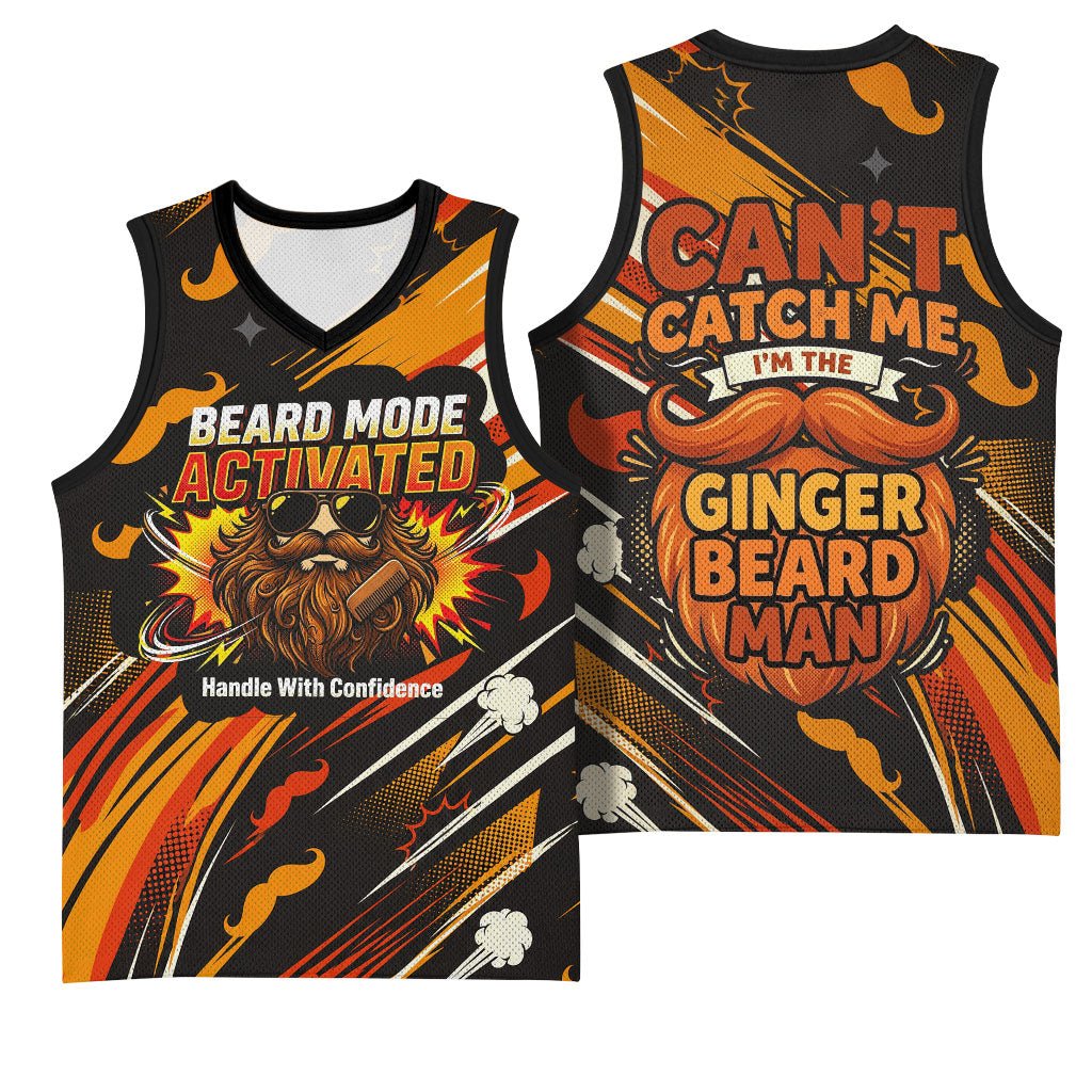 World Beard Day Basketball Jersey Ginger Beard Man Pride - Retro Comic