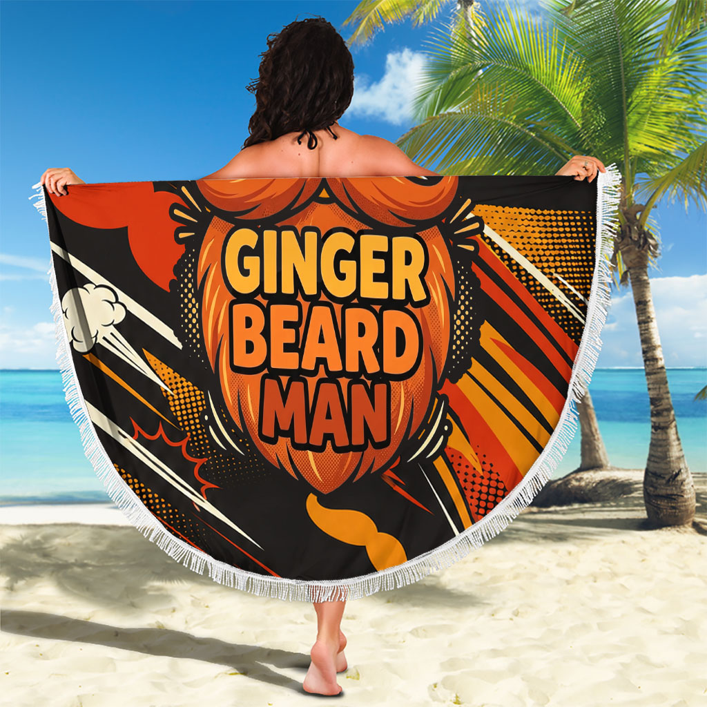 World Beard Day Beach Blanket Ginger Beard Man Pride - Retro Comic