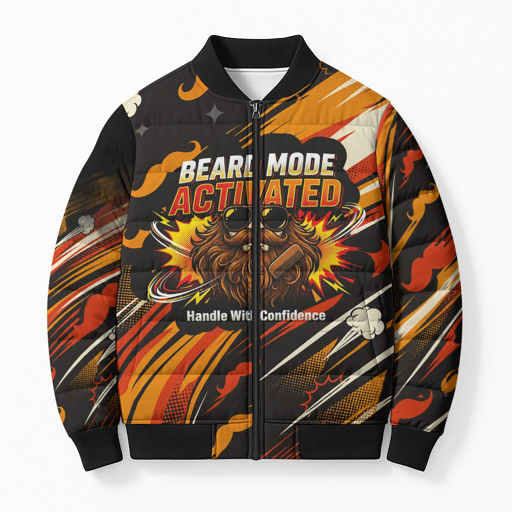 World Beard Day Bomber Puffer Jacket Ginger Beard Man Pride - Retro Comic
