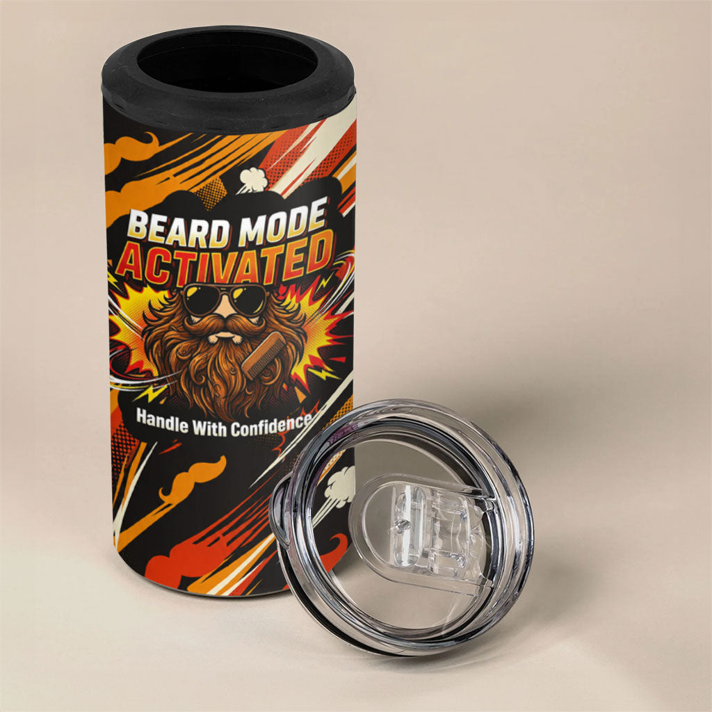 World Beard Day 4 in 1 Can Cooler Tumbler Ginger Beard Man Pride - Retro Comic