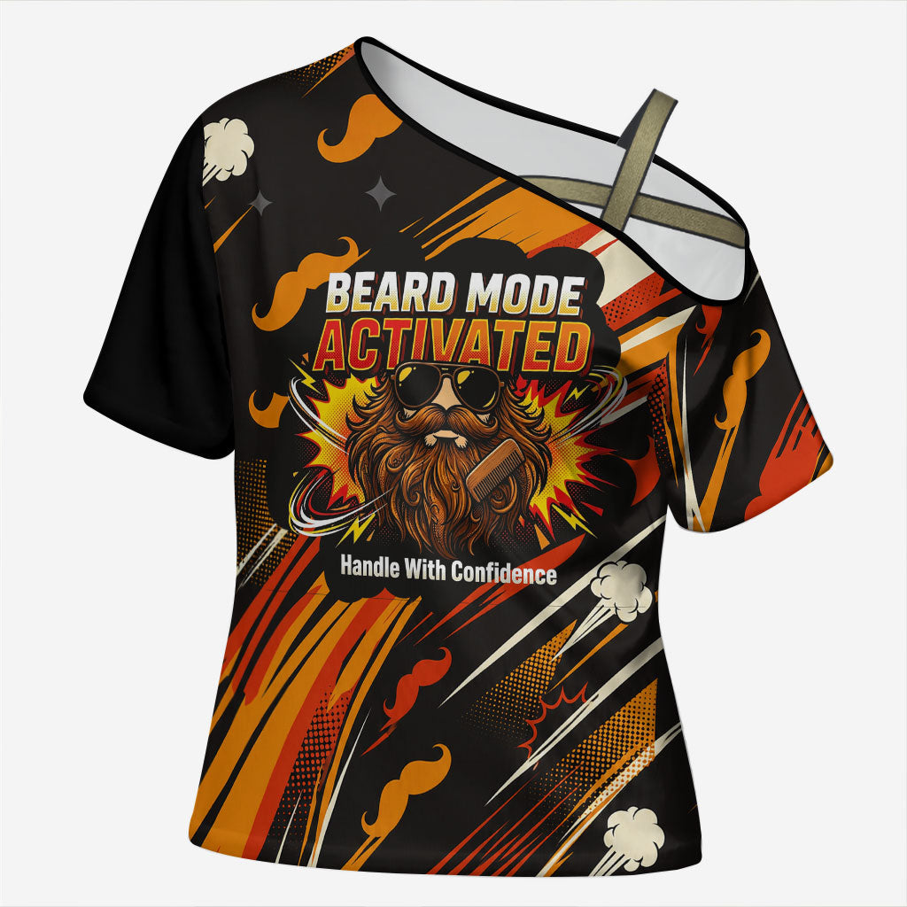 World Beard Day Cross Shoulder Shirt Ginger Beard Man Pride - Retro Comic