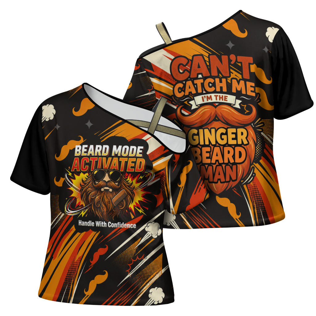 World Beard Day Cross Shoulder Shirt Ginger Beard Man Pride - Retro Comic
