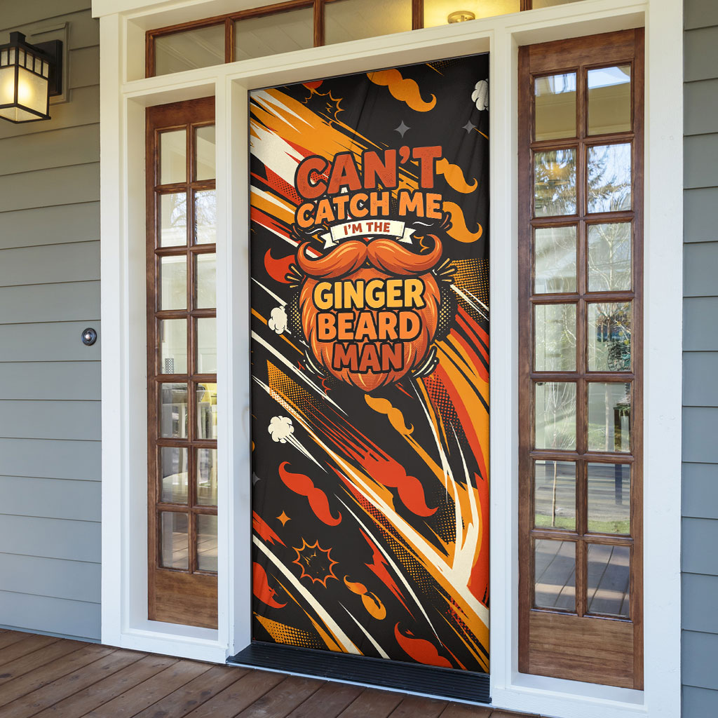 World Beard Day Door Cover Ginger Beard Man Pride - Retro Comic