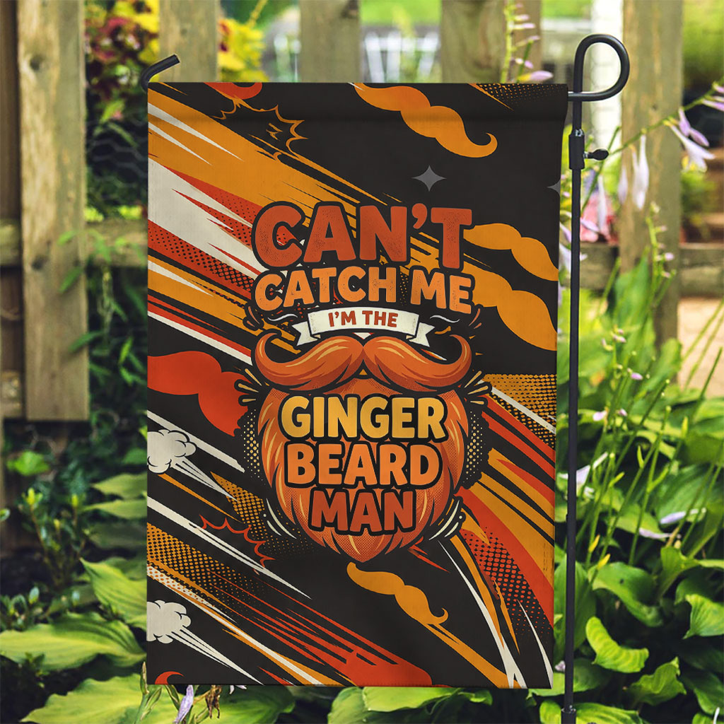 World Beard Day Garden Flag Ginger Beard Man Pride - Retro Comic