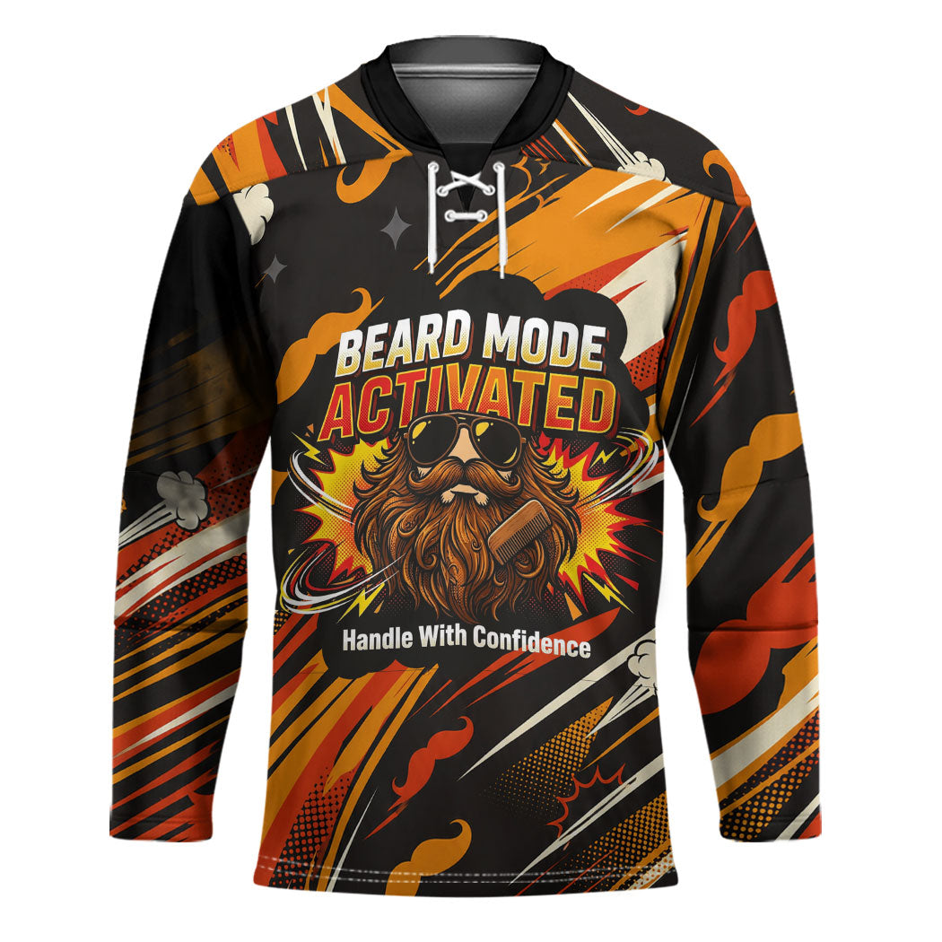 World Beard Day Hockey Jersey Ginger Beard Man Pride - Retro Comic