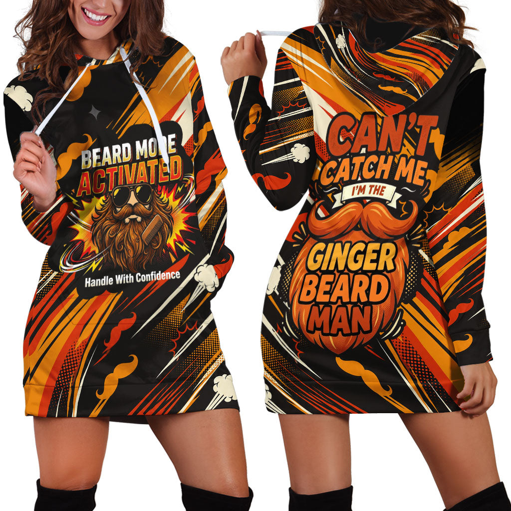 World Beard Day Hoodie Dress Ginger Beard Man Pride - Retro Comic