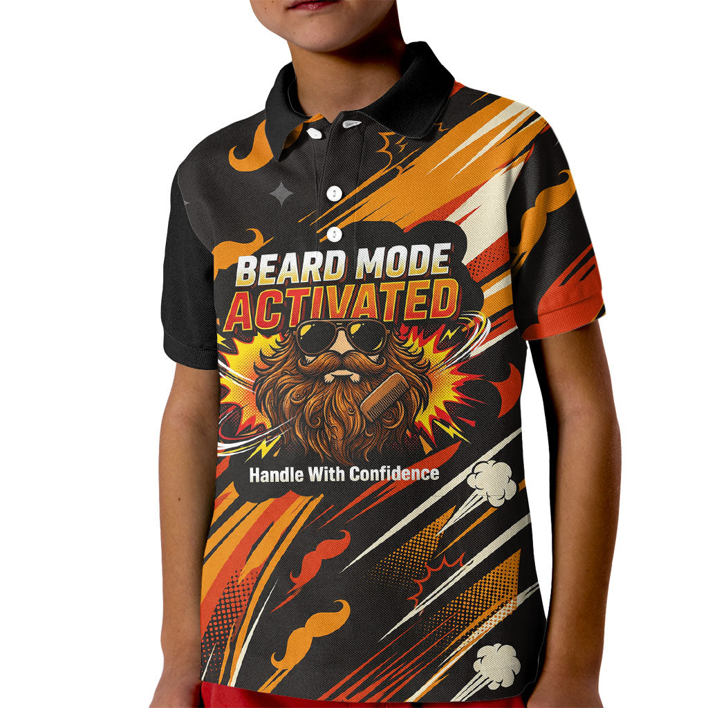 World Beard Day Kid Polo Shirt Ginger Beard Man Pride - Retro Comic