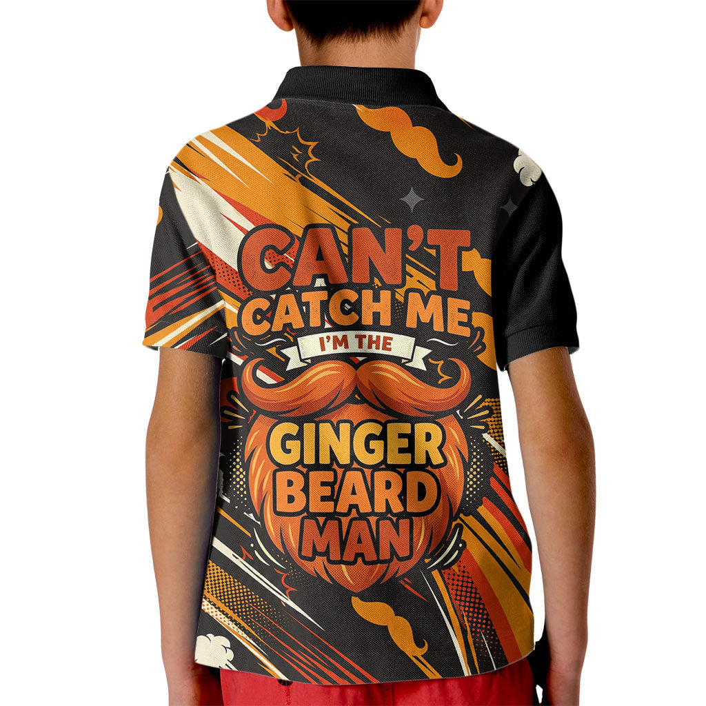 World Beard Day Kid Polo Shirt Ginger Beard Man Pride - Retro Comic