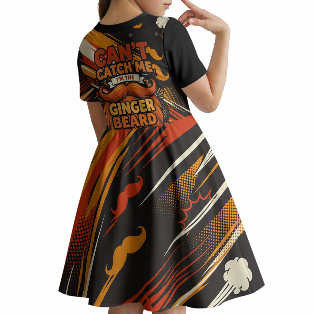 World Beard Day Kid Short Sleeve Dress Ginger Beard Man Pride - Retro Comic