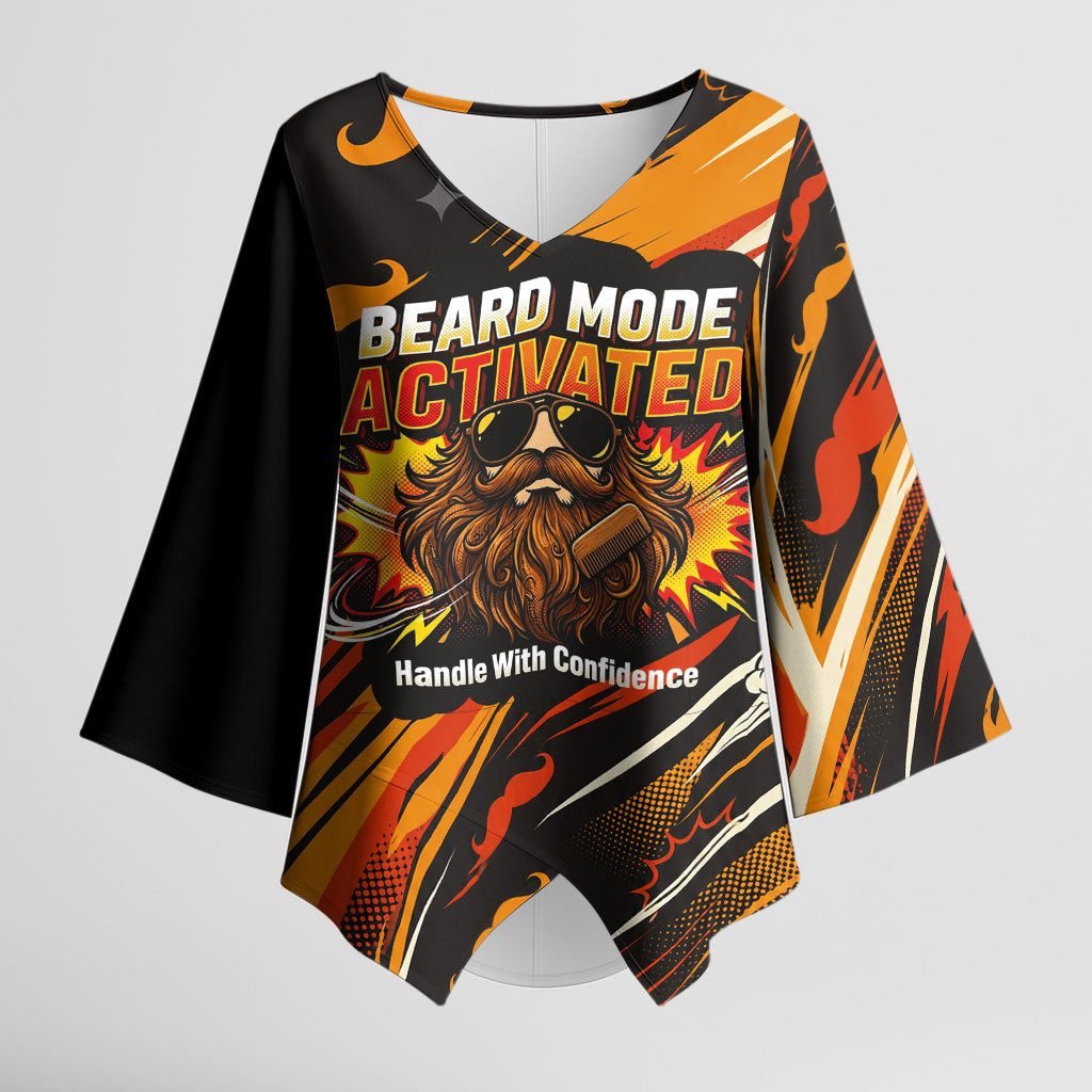 World Beard Day Kimono Sleeve Blouse Ginger Beard Man Pride - Retro Comic