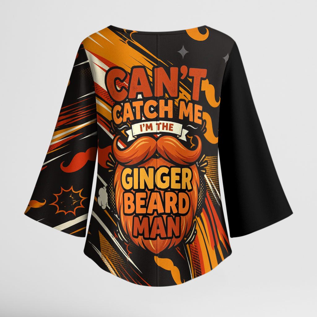 World Beard Day Kimono Sleeve Blouse Ginger Beard Man Pride - Retro Comic