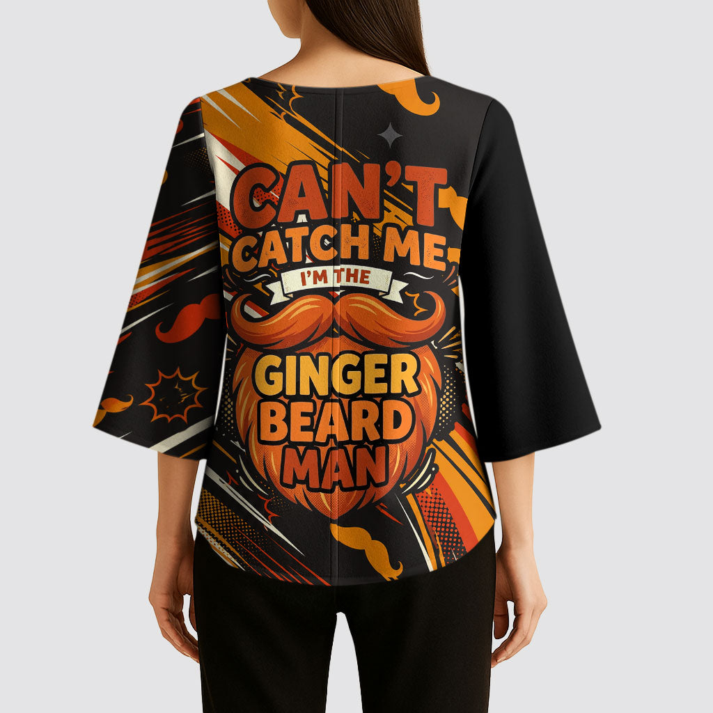 World Beard Day Kimono Sleeve Blouse Ginger Beard Man Pride - Retro Comic