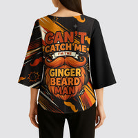 World Beard Day Kimono Sleeve Blouse Ginger Beard Man Pride - Retro Comic
