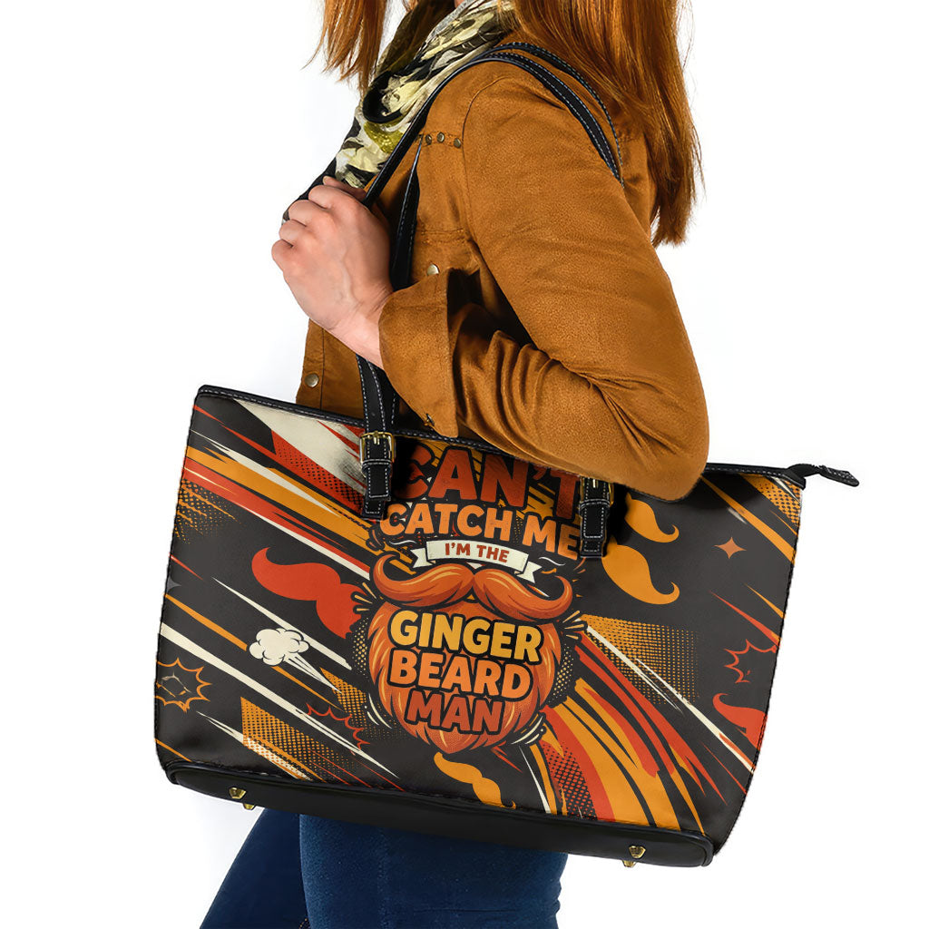World Beard Day Leather Tote Bag Ginger Beard Man Pride - Retro Comic
