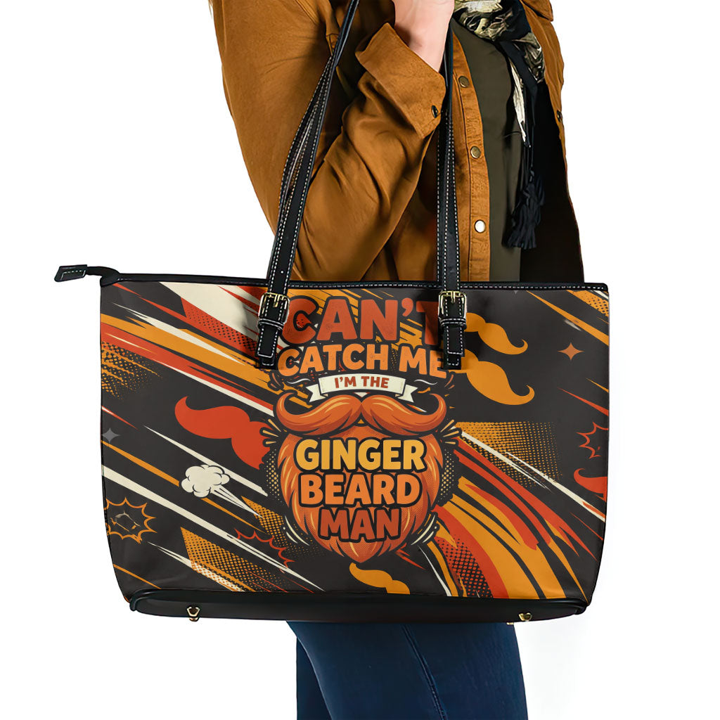 World Beard Day Leather Tote Bag Ginger Beard Man Pride - Retro Comic