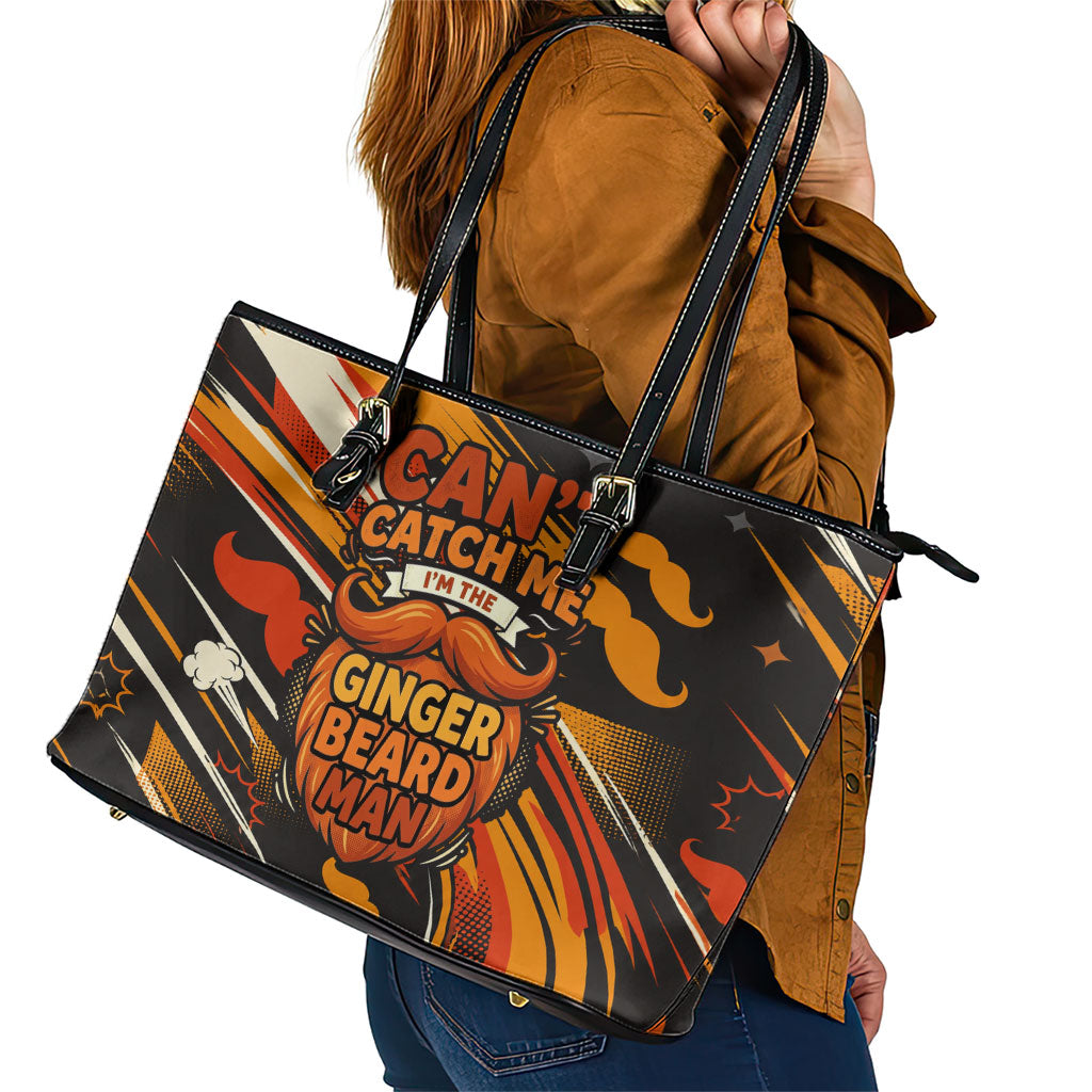 World Beard Day Leather Tote Bag Ginger Beard Man Pride - Retro Comic