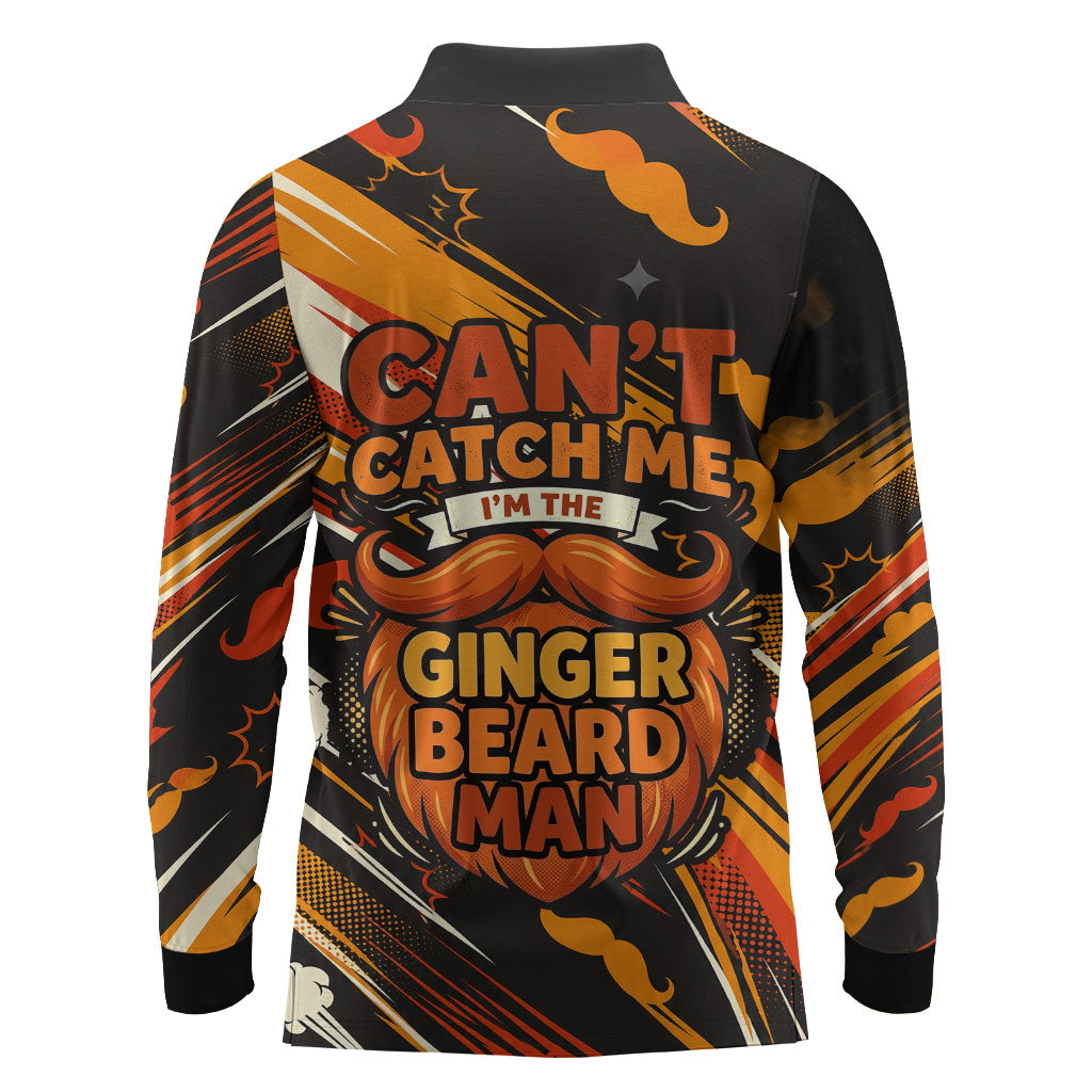 World Beard Day Long Sleeve Polo Shirt Ginger Beard Man Pride - Retro Comic