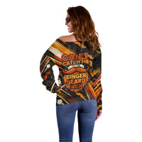 World Beard Day Off Shoulder Sweater Ginger Beard Man Pride - Retro Comic