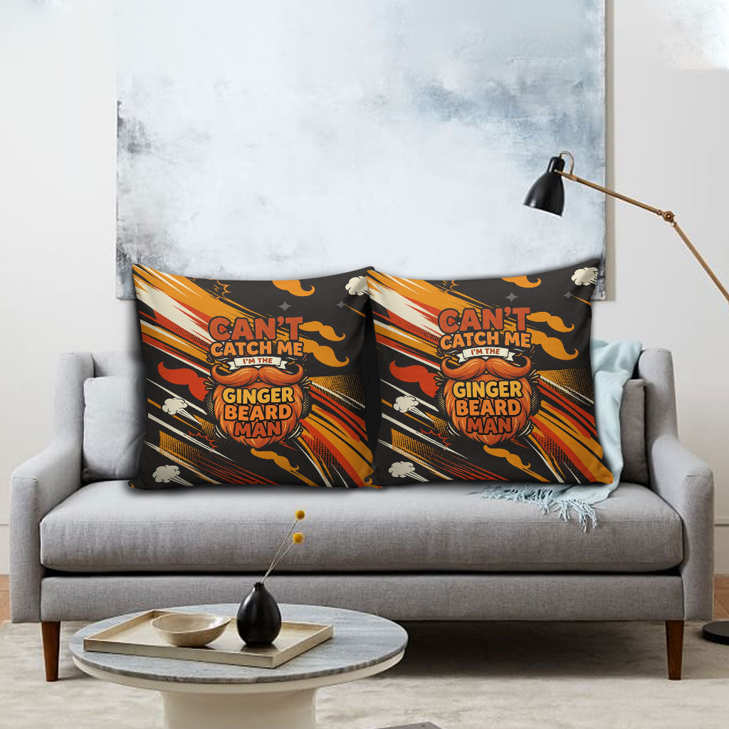 World Beard Day Pillow Cover Ginger Beard Man Pride - Retro Comic