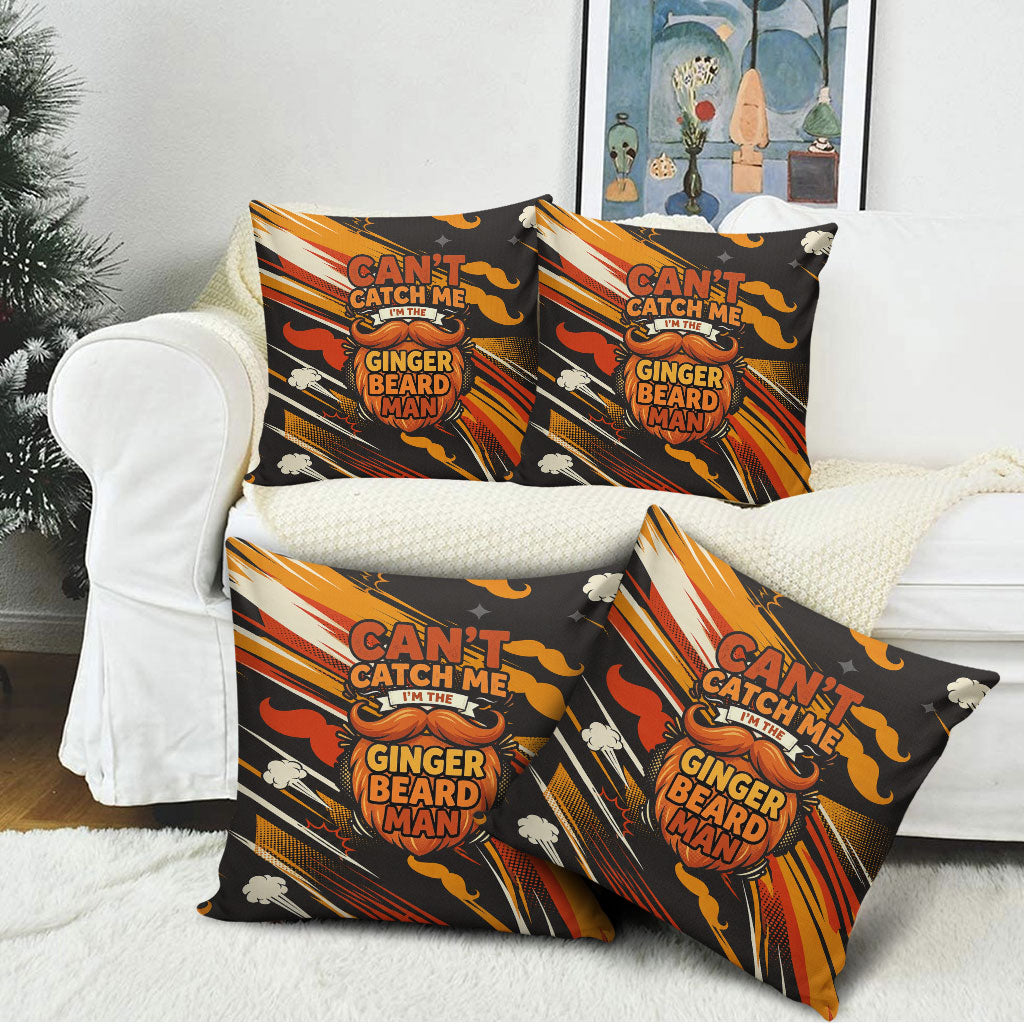 World Beard Day Pillow Cover Ginger Beard Man Pride - Retro Comic