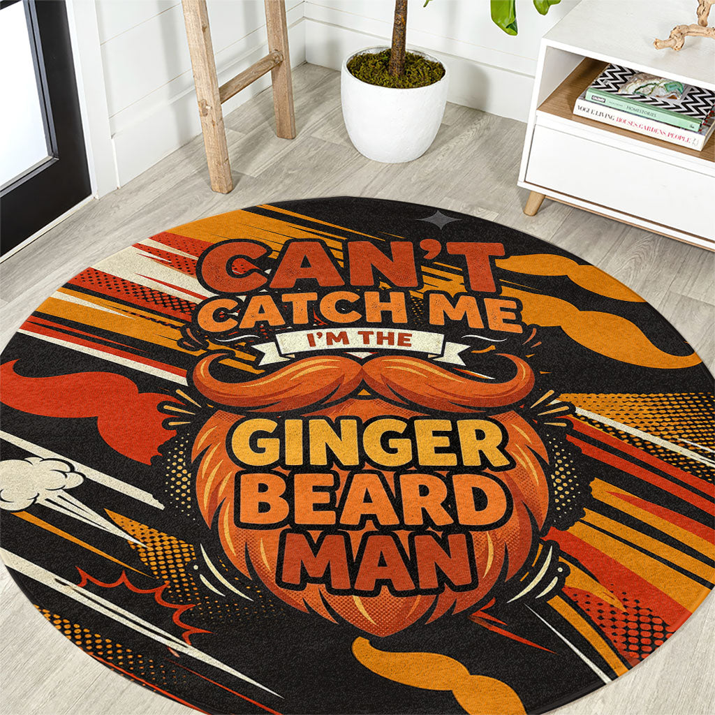 World Beard Day Round Carpet Ginger Beard Man Pride - Retro Comic