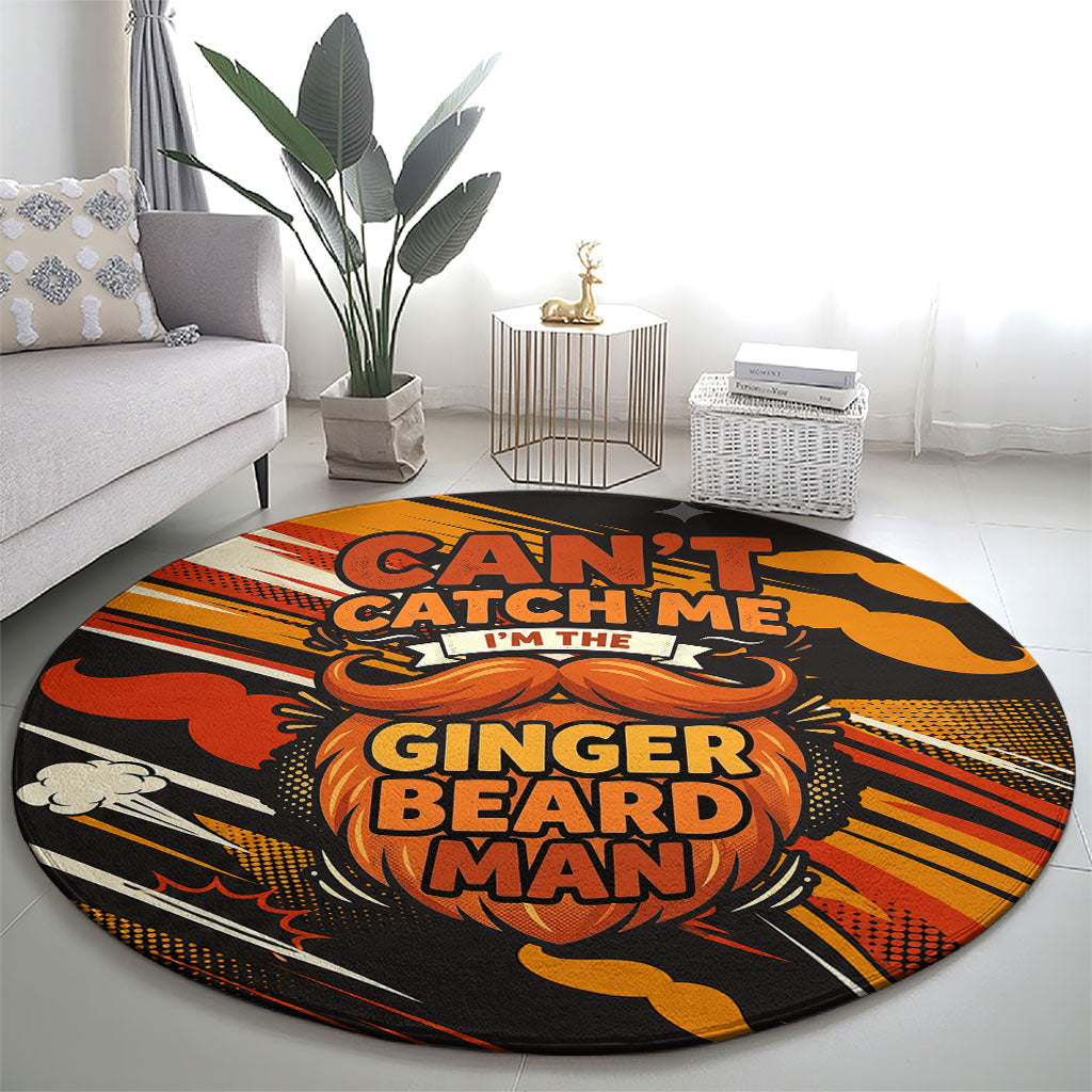 World Beard Day Round Carpet Ginger Beard Man Pride - Retro Comic