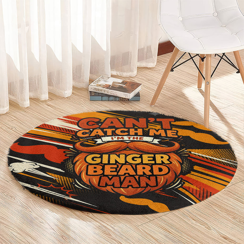 World Beard Day Round Carpet Ginger Beard Man Pride - Retro Comic