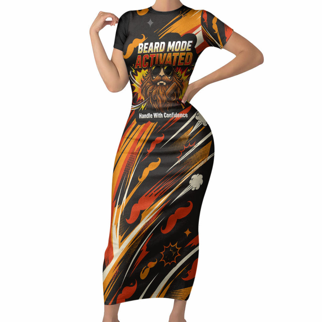 World Beard Day Short Sleeve Bodycon Dress Ginger Beard Man Pride - Retro Comic