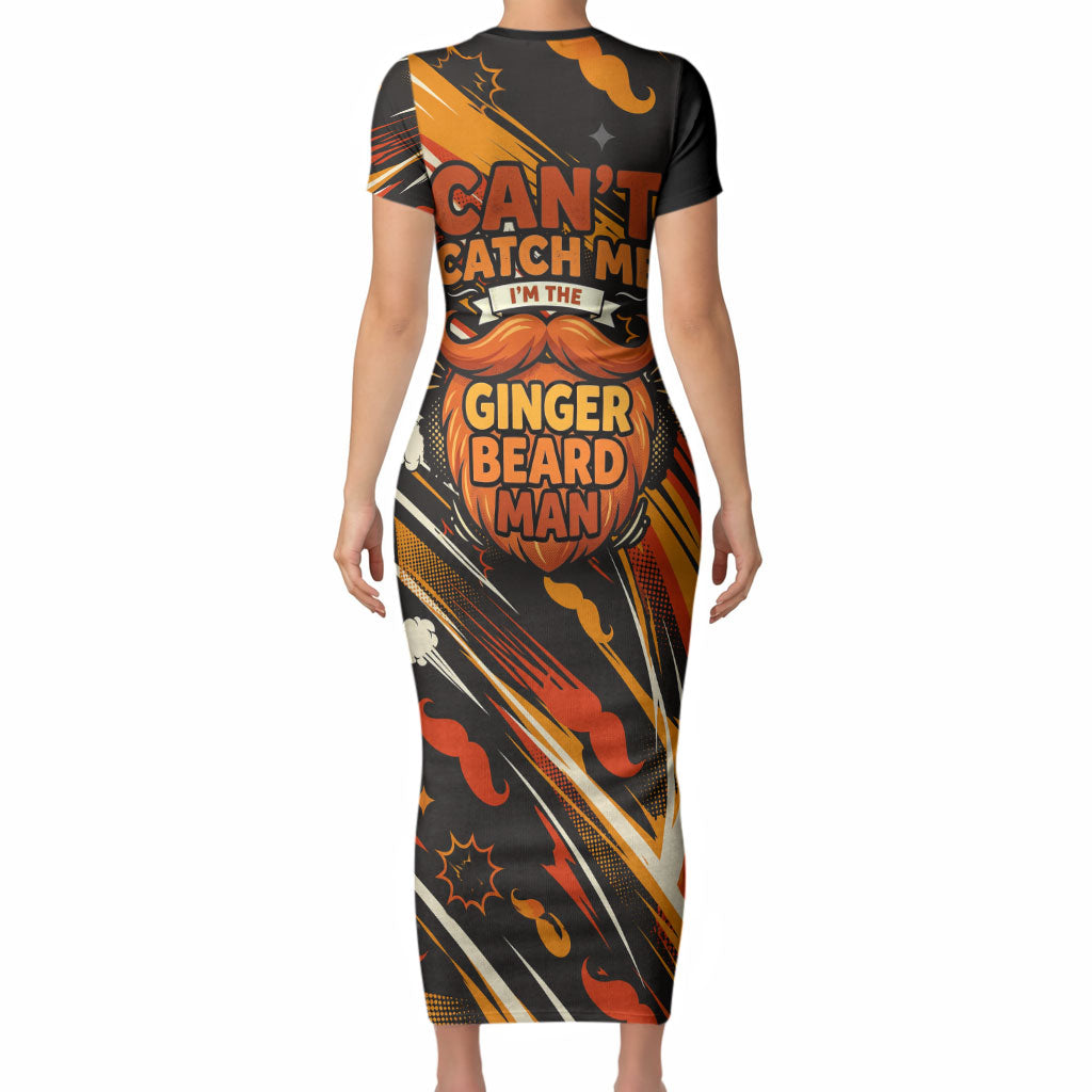 World Beard Day Short Sleeve Bodycon Dress Ginger Beard Man Pride - Retro Comic