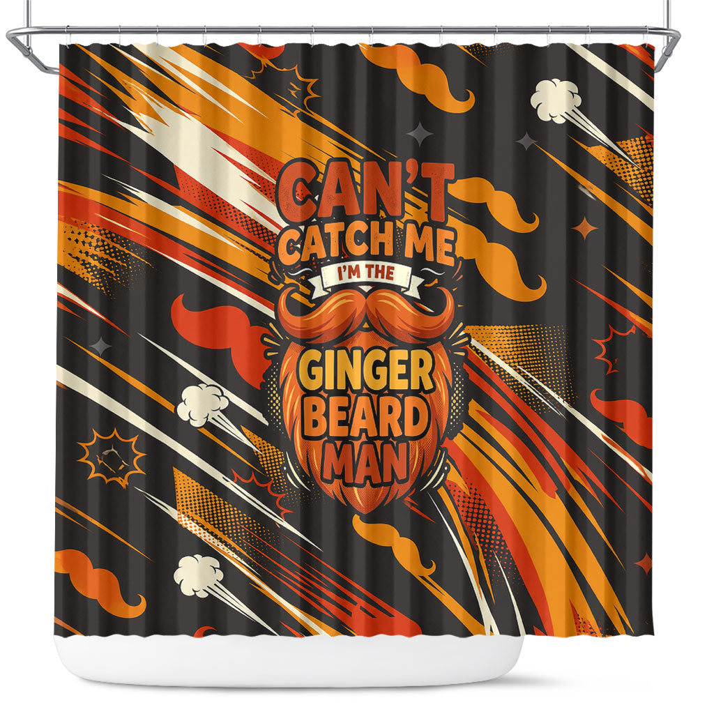 World Beard Day Shower Curtain Ginger Beard Man Pride - Retro Comic