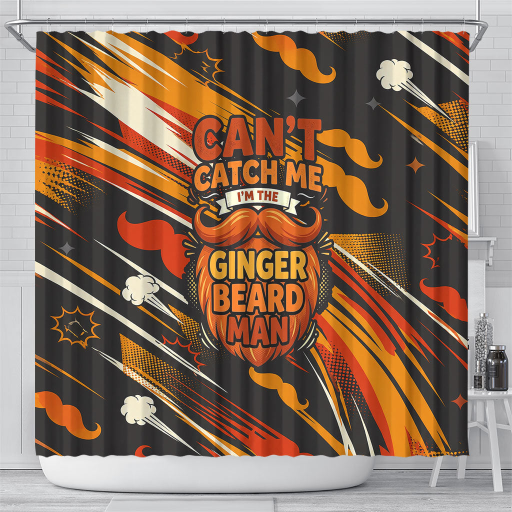 World Beard Day Shower Curtain Ginger Beard Man Pride - Retro Comic