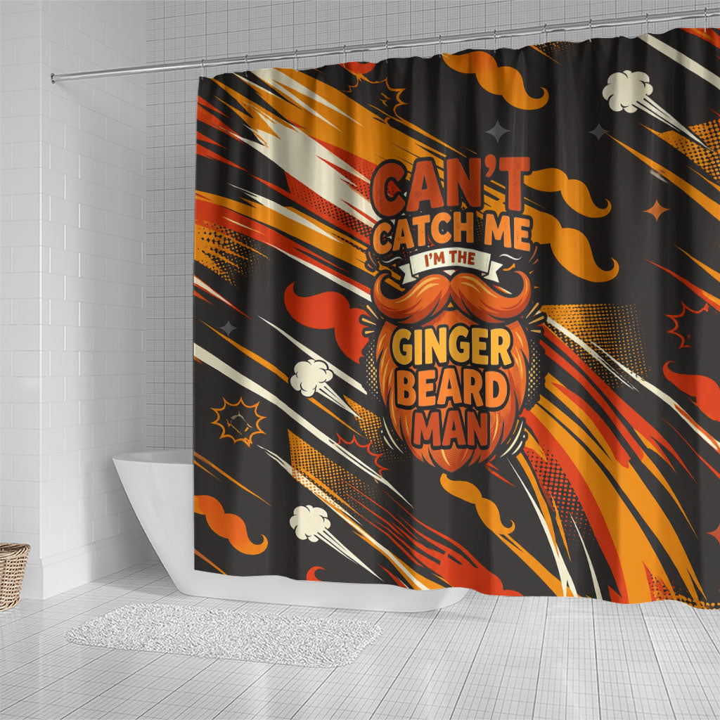 World Beard Day Shower Curtain Ginger Beard Man Pride - Retro Comic