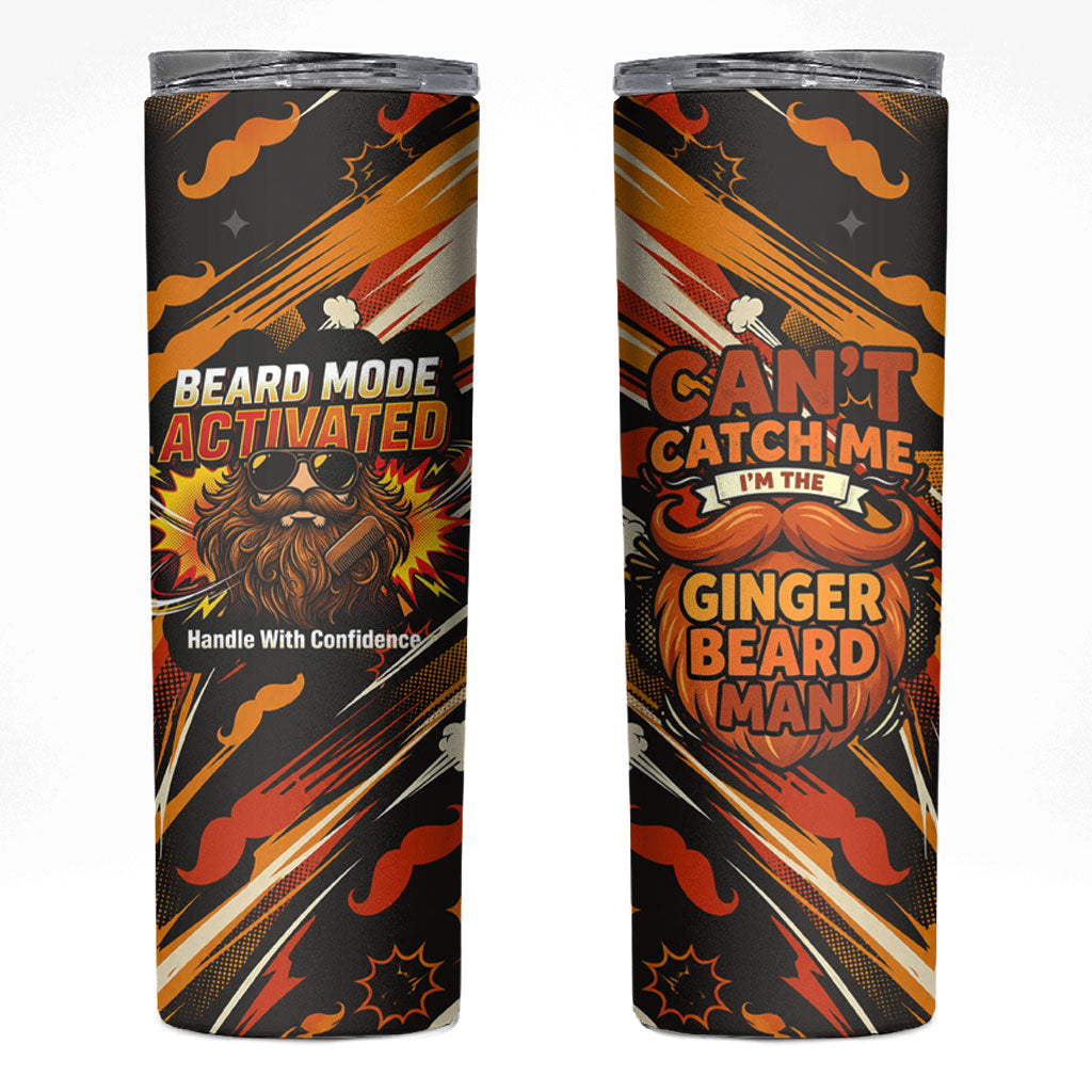 World Beard Day Skinny Tumbler Ginger Beard Man Pride - Retro Comic