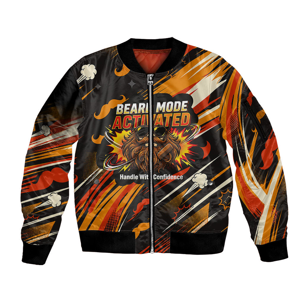 World Beard Day Sleeve Zip Bomber Jacket Ginger Beard Man Pride - Retro Comic