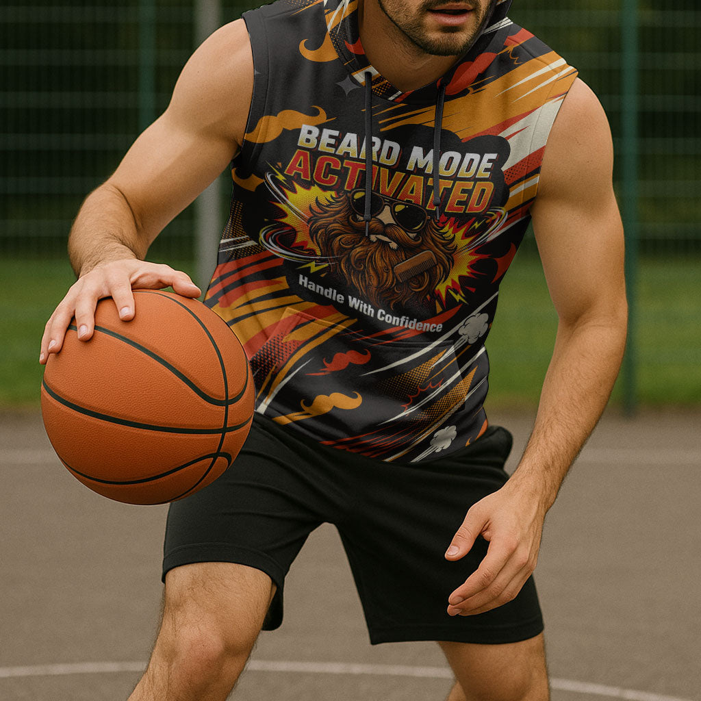 World Beard Day Sleeveless Hoodie Ginger Beard Man Pride - Retro Comic