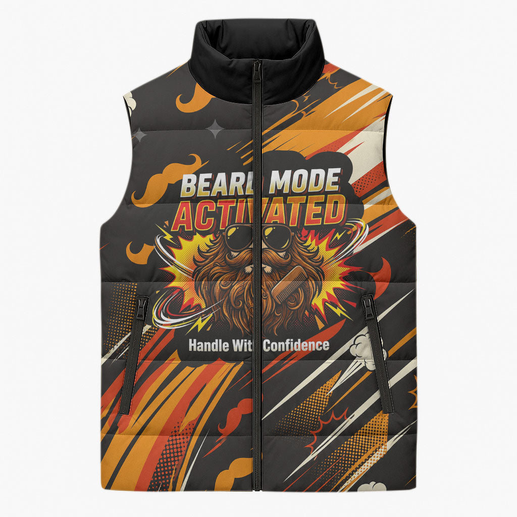 World Beard Day Sleeveless Puffer Jacket Ginger Beard Man Pride - Retro Comic