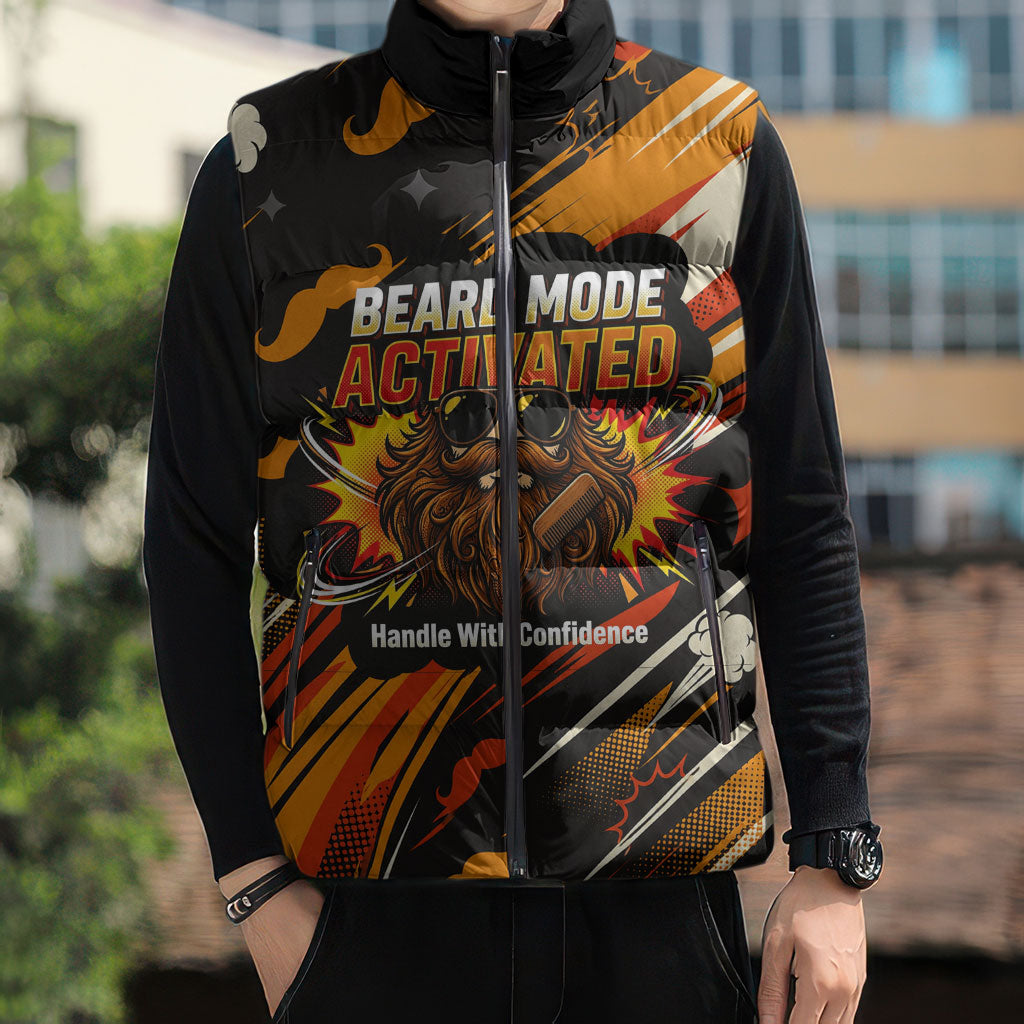 World Beard Day Sleeveless Puffer Jacket Ginger Beard Man Pride - Retro Comic