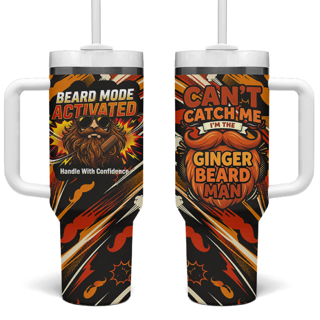 World Beard Day Tumbler With Handle Ginger Beard Man Pride - Retro Comic
