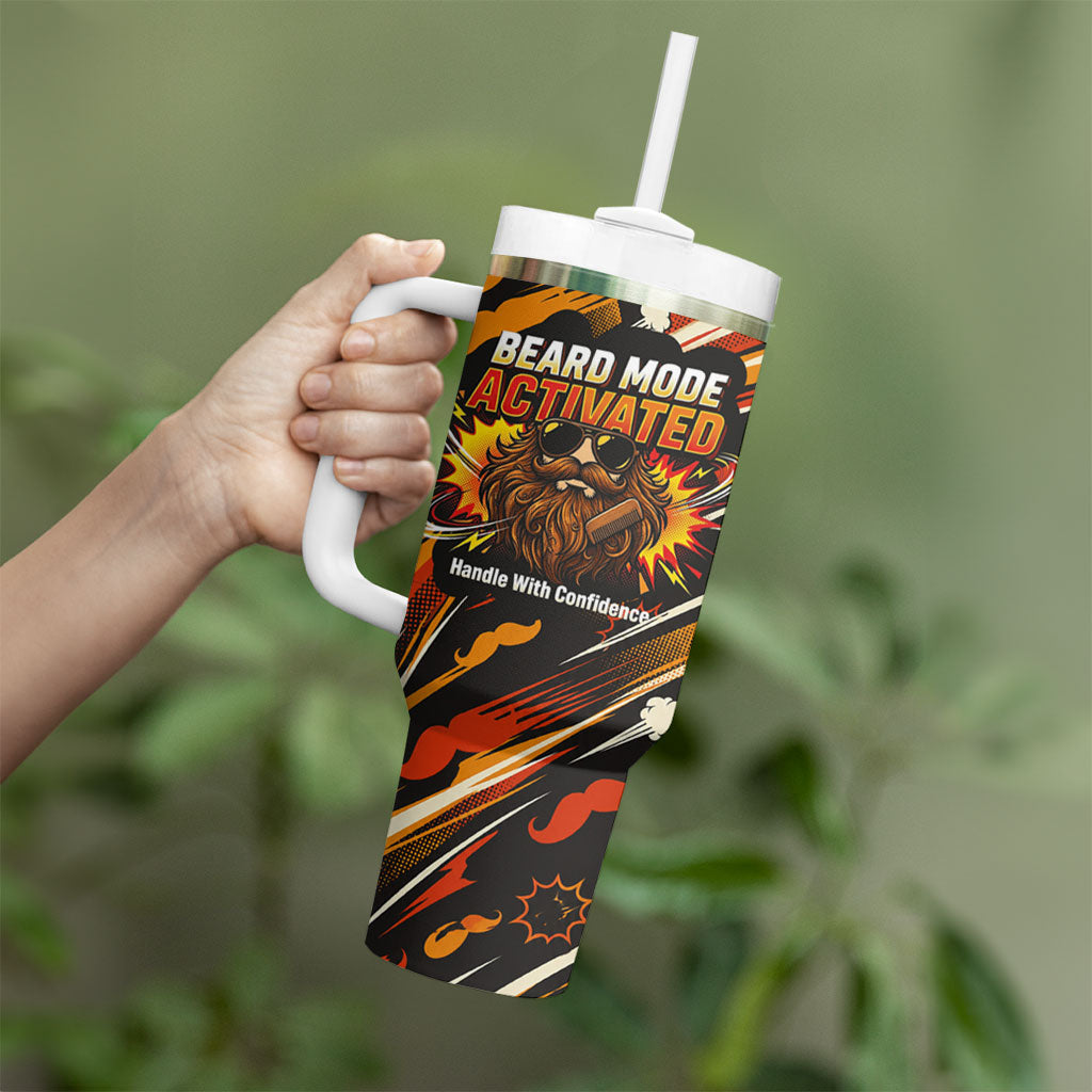 World Beard Day Tumbler With Handle Ginger Beard Man Pride - Retro Comic