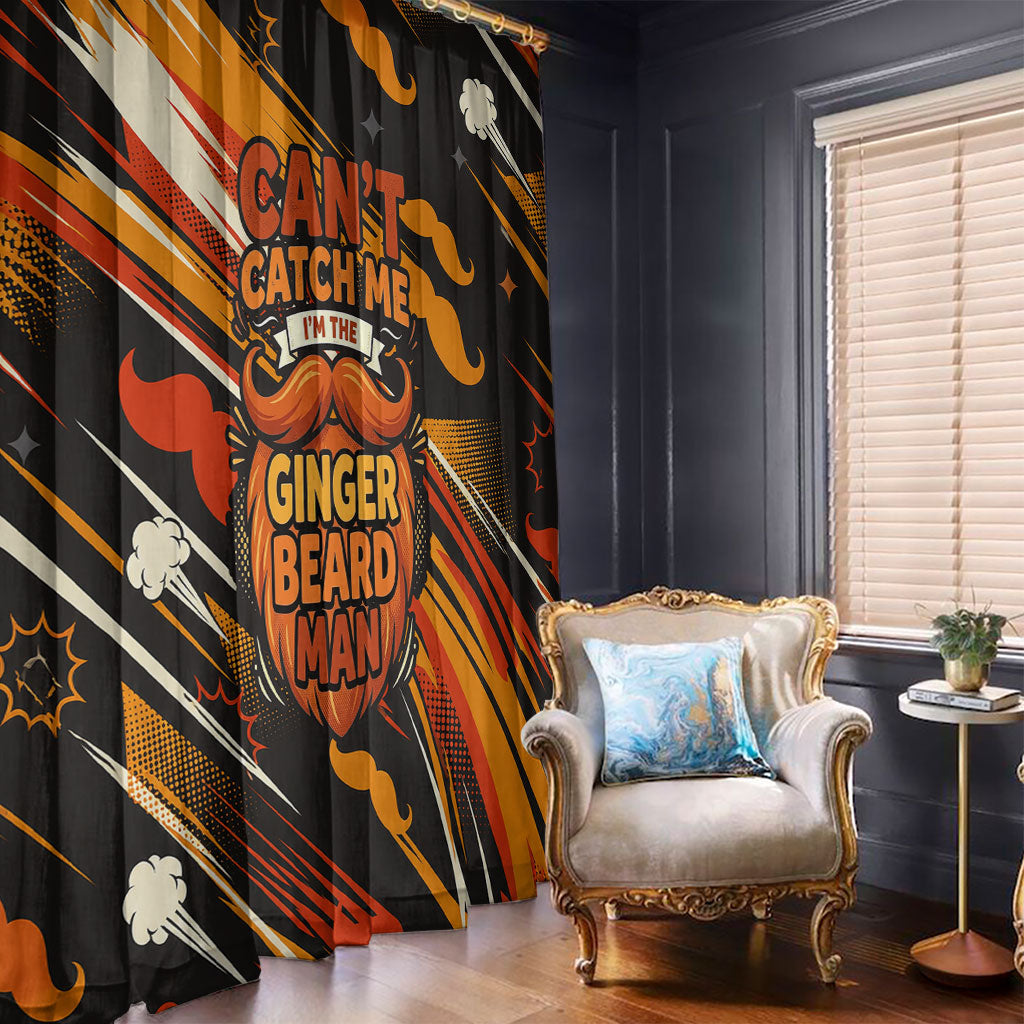 World Beard Day Window Curtain Ginger Beard Man Pride - Retro Comic