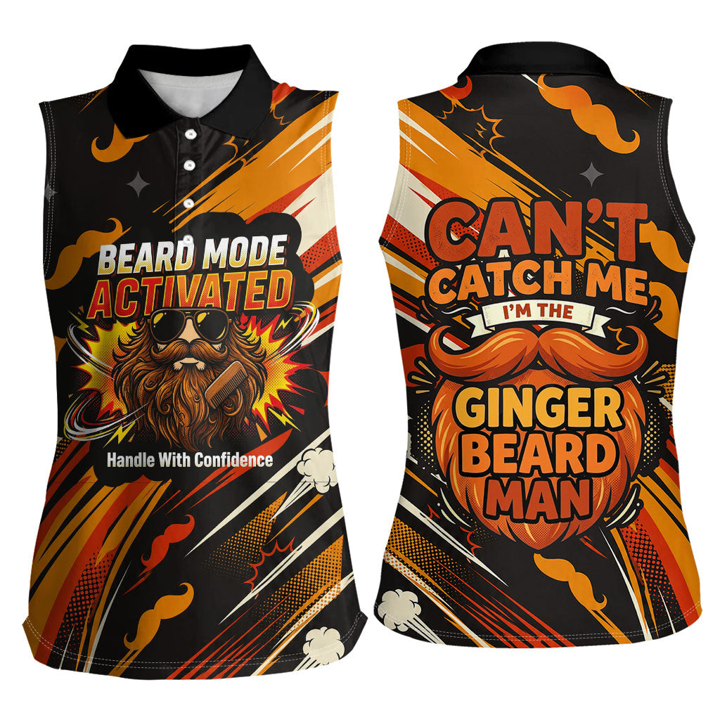 World Beard Day Women Sleeveless Polo Shirt Ginger Beard Man Pride - Retro Comic