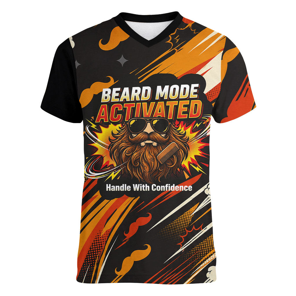 World Beard Day Women V-Neck T-Shirt Ginger Beard Man Pride - Retro Comic
