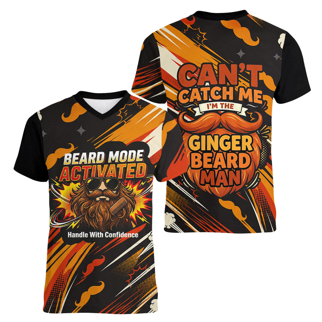 World Beard Day Women V-Neck T-Shirt Ginger Beard Man Pride - Retro Comic