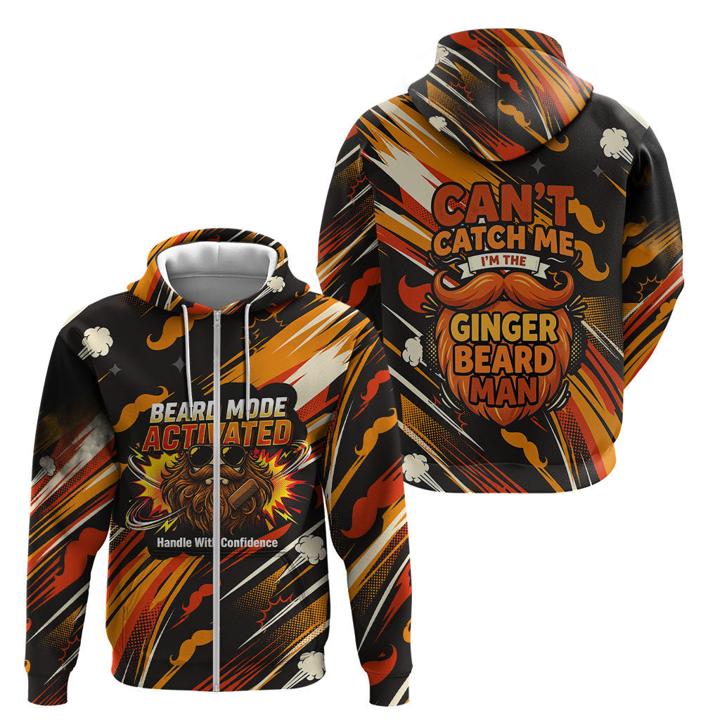 World Beard Day Zip Hoodie Ginger Beard Man Pride - Retro Comic