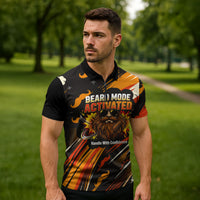 World Beard Day Zipper Polo Shirt Ginger Beard Man Pride - Retro Comic
