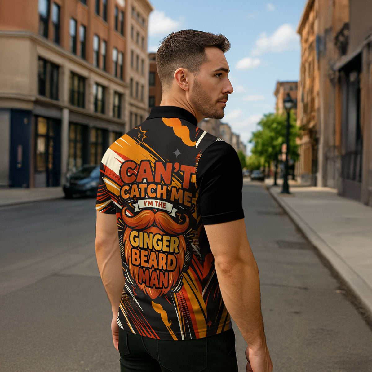 World Beard Day Zipper Polo Shirt Ginger Beard Man Pride - Retro Comic