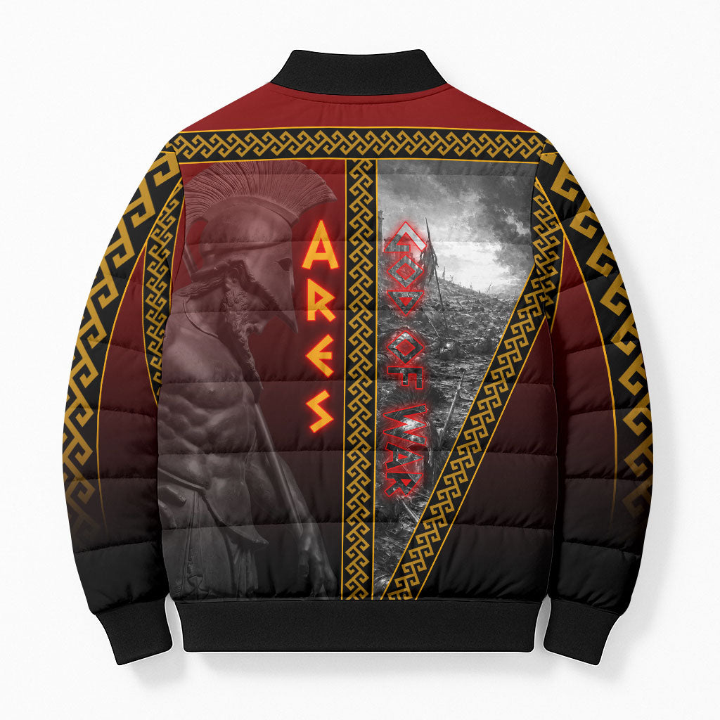 Ares Greek God Of War Bomber Puffer Jacket Warrior Ancient Greek Mythology Art