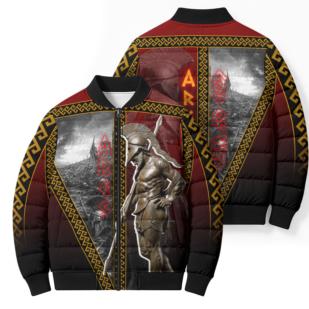 Ares Greek God Of War Bomber Puffer Jacket Warrior Ancient Greek Mythology Art
